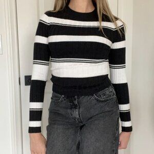 Forever 21 Striped Ribbed Fitted Sweater Size S